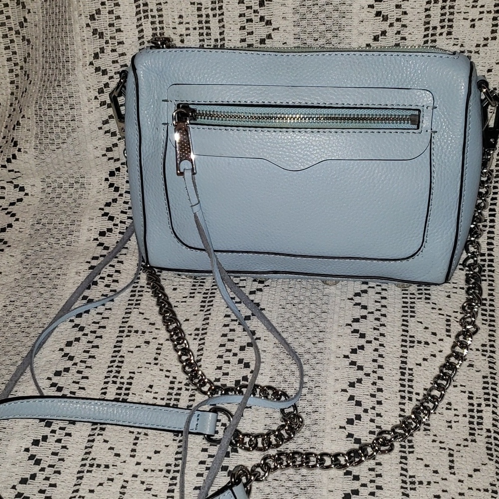 REBECCA MINKOFF AVERY PEBBLED LEATHER LIGHT BLUE